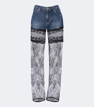 Lace-trimmed wide-leg jeans | Blumarine