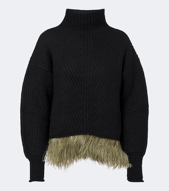 Feather-trimmed alpaca and wool-blend sweater | La DoubleJ