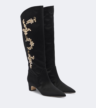 Dispasa embellished satin knee-high boots | Manolo Blahnik