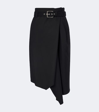 Belted draped wool midi skirt | Loewe