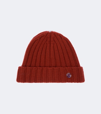 Ribbed-knit cashmere beanie with amethyst | God's True Cashmere