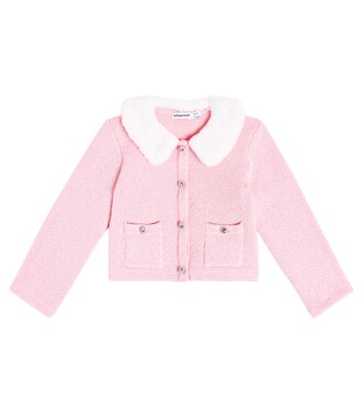 Faux fur-trimmed cardigan | Self-Portrait Kids