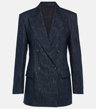 Blazer de mezcla de algodón metalizado | Brunello Cucinelli