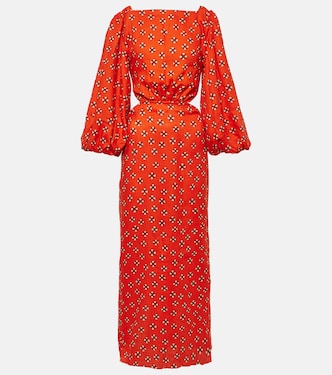 Robe midi imprimée en lin | Johanna Ortiz