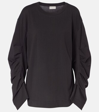 Ruched cotton jersey sweatshirt | Dries Van Noten