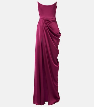 Draped satin crêpe bustier gown | Alex Perry