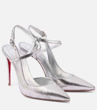 Jenlove 100 metallic leather slingback pumps | Christian Louboutin