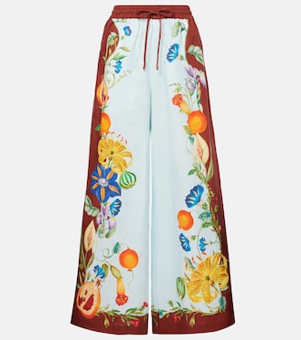 Pantalon ample Dahlia en lin à fleurs | Alémais
