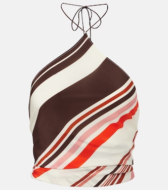 Thistle striped open-back silk satin top | SIR