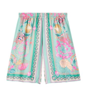 Underwater Barocco silk twill shorts | Versace Kids