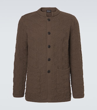 Ribbed-knit cotton-blend cardigan | Giorgio Armani