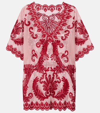 Embroidered cotton mesh minidress | Farm Rio