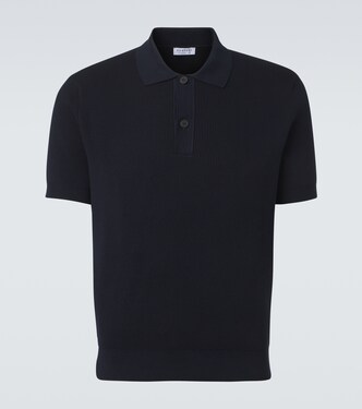 Ribbed-knit cotton polo shirt | Sunspel