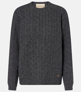 Cable-knit virgin wool mouliné sweater | Valentino Garavani