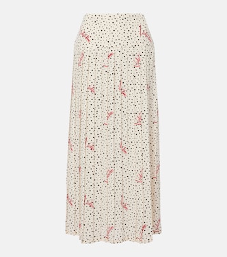 Polka-dot crêpe de chine midi skirt | Valentino