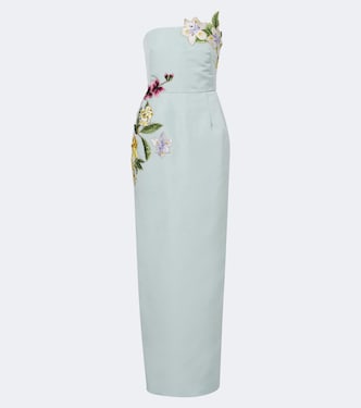 Floral embroidered silk bustier gown | Oscar de la Renta