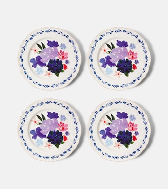 Set de 4 assiettes en porcelaine à motif floral | Bitossi