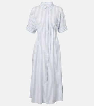 Saron striped cotton and linen shirt dress | Velvet