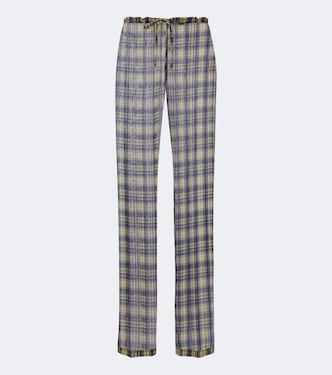 Semi-sheer checked chiffon wide-leg pants | Dries Van Noten