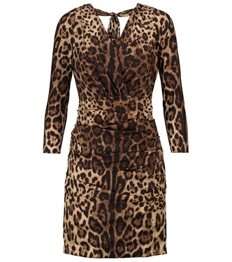 Robe en soie mélangée à motif léopard | Dolce&Gabbana