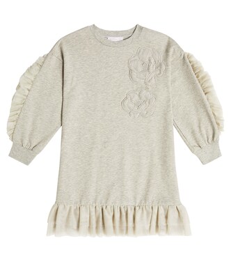 Frill-trimmed sweatshirt dress | Monnalisa