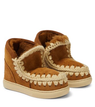 Embroidered shearling-lined suede sneakers | Mou Kids