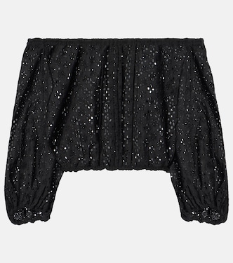 Off-shoulder cotton crop top | Poupette St Barth