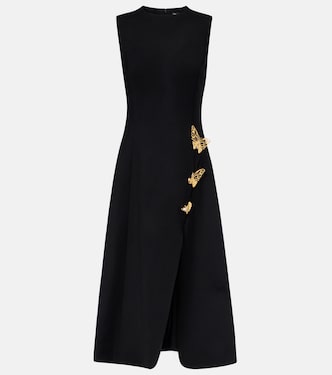 Robe de cocktail en laine mélangée à ornements | Oscar de la Renta