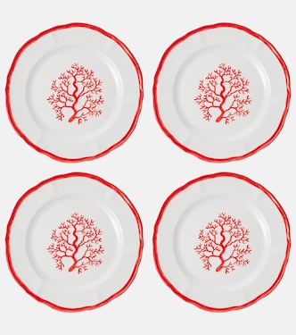 Coral set of 4 ceramic dinner plates | Les-Ottomans