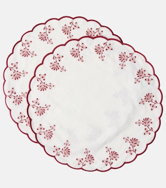 Set de 2 manteles Botanica de lino bordados | Cabana