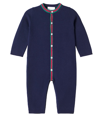 Baby Web Stripe cotton-blend onesie | Gucci Kids