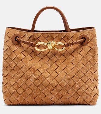 Andiamo Intrecciato Small suede tote bag | Bottega Veneta