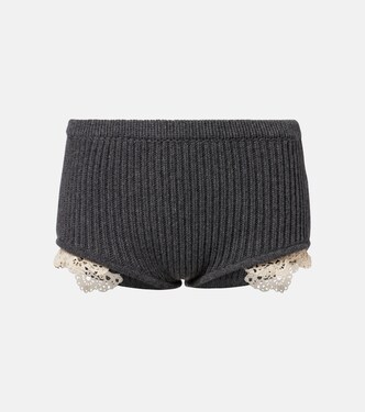 钩编边饰羊绒短裤 | Magda Butrym
