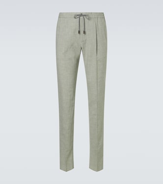 Linen wool and silk tapered pants | Slowear