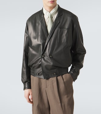 Archivio leather bomber jacket in black - Giorgio Armani | Mytheresa