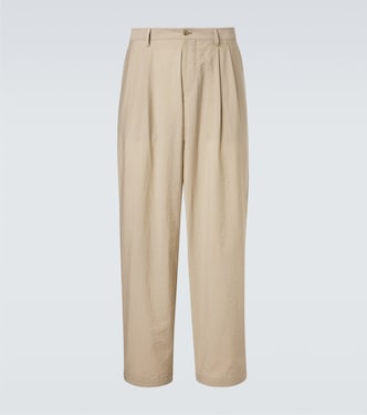 Archivio pleated cotton-blend straight pants | Giorgio Armani