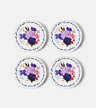 Set of 4 floral porcelain plates | Bitossi