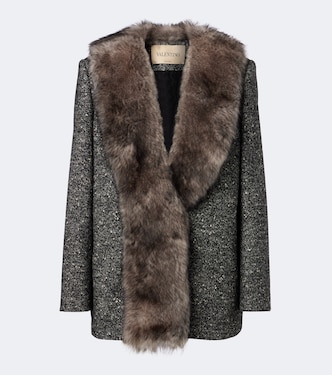 Shearling-trimmed wool-blend blazer | Valentino