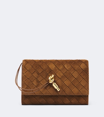Andiamo Intrecciato suede pouch with strap | Bottega Veneta