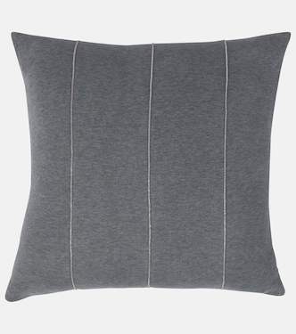 Embellished cotton cushion | Brunello Cucinelli
