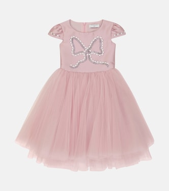 Robe en mikado et tulle à ornements | Monnalisa