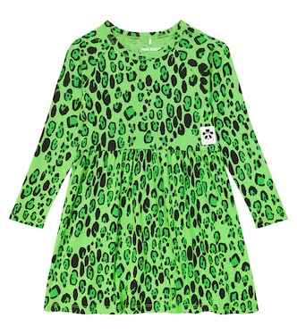 Leopard-print cotton jersey dress | Mini Rodini