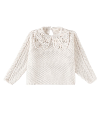 Hilda crochet-trimmed cotton sweater | Louise Misha