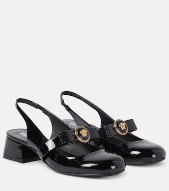 Gianni Ribbon patent leather slingback pumps | Versace