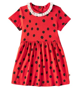 Dots lace-trimmed cotton dress | Mini Rodini