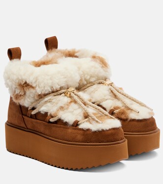 Schneestiefel Teddy Platform aus Veloursleder | Inuikii