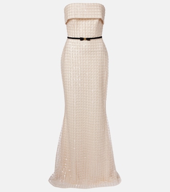 Embellished silk-blend bustier gown | Elie Saab