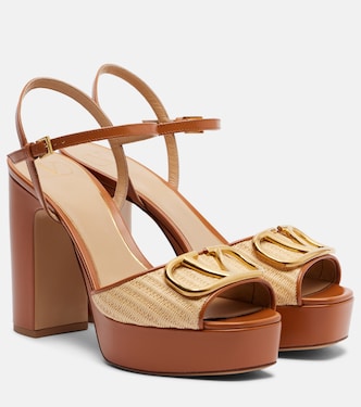 VLogo leather-trimmed platform sandals | Valentino Garavani