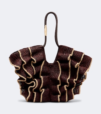 Goldentime Medium ruffled raffia tote bag | Zimmermann