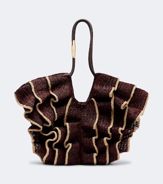 Goldentime Medium ruffled raffia tote bag | Zimmermann